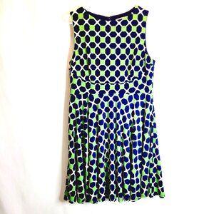 Donna Morgan Womans Size 14P Dress Fit & Flare Spearmint Green Blue Geometric